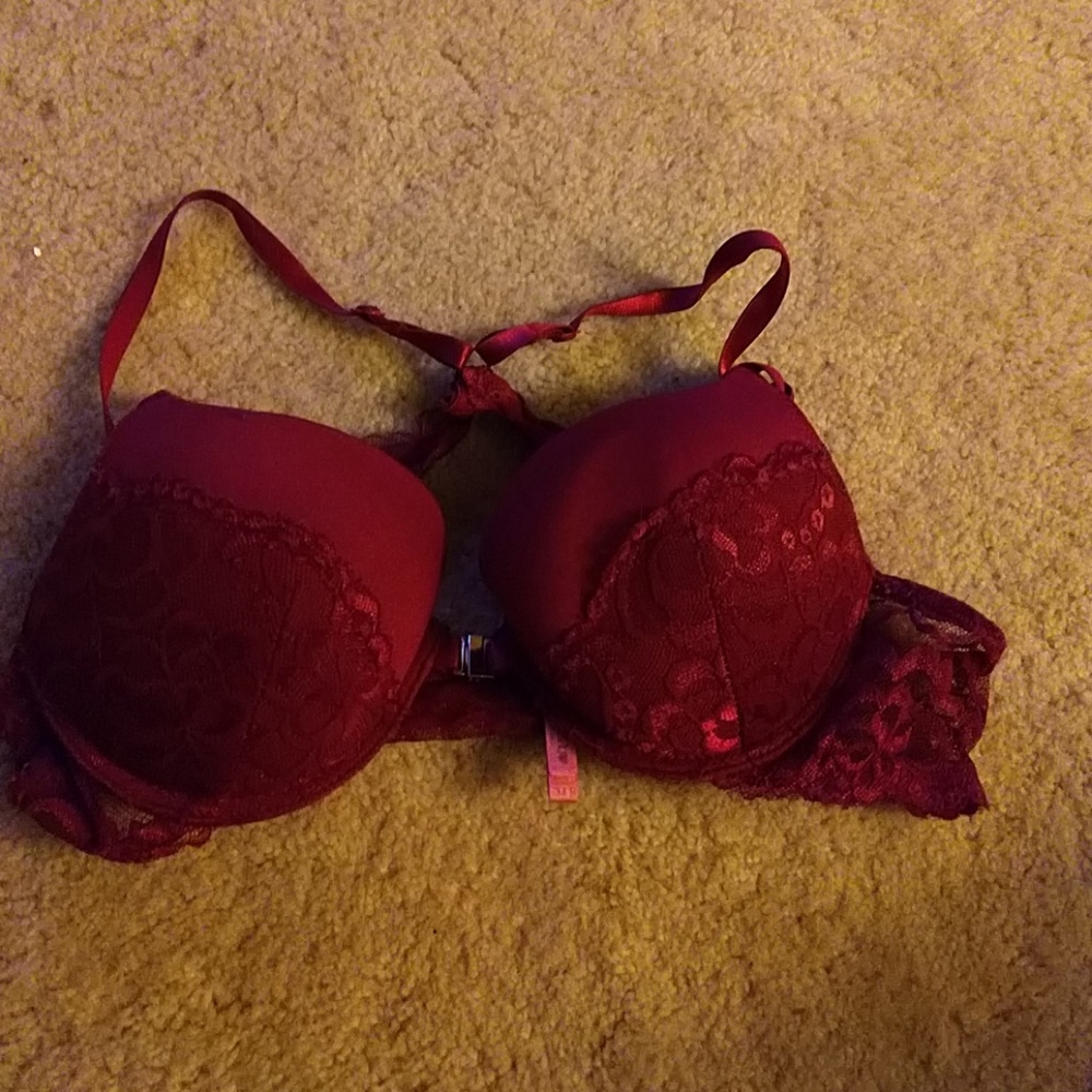 Lacy red bra